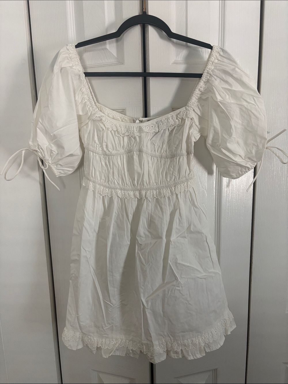 White Puff Sleeve Babydoll Dress